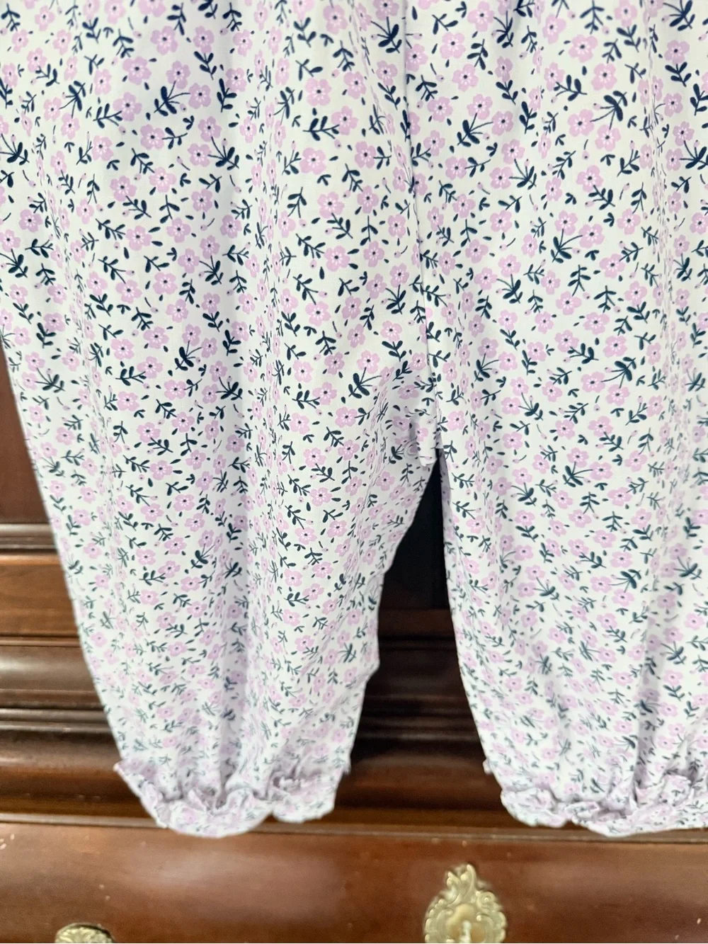 Shrimp & Grits Kids 12M Pink Floral Ruffle Bubble Romper Overalls
